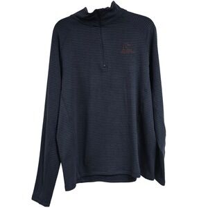 Ducks Unlimited 1/4 Zip Pullover‎ Grid Fleece Sweatshirt Striped Blue Men's Sz L